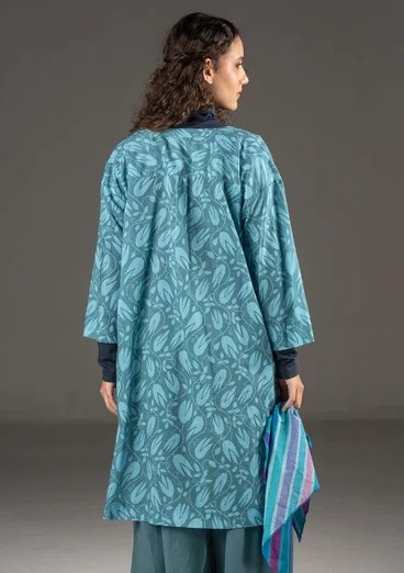 Vävd klänning "Kelly" i ekologisk bomull - veronagrön/mönstrad