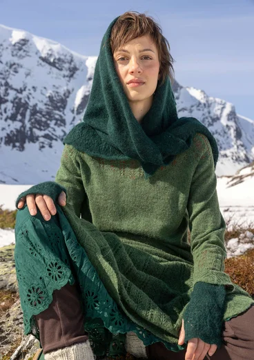 Stickad sjal "Forgetmenot" i alpackamix - mörk jaspis/melange