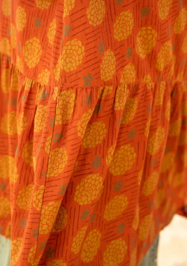 Vävd klänning "Gjusta" i ekologisk bomull - henna