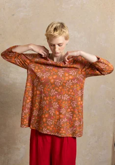 Trikåtop ”Ophelia” i ekologisk bomull/modal - ekollon/mönstrad