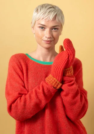 Tumvante "Stripe" i alpackamix - korall