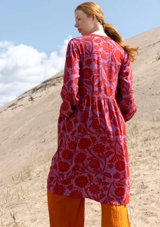 Vävd klänning "Moonlight" i viskos/lin - klarröd