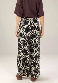 Mönstrade trikåbyxor "Taiyoko" i lyocell/elastan - svart