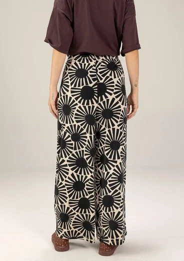 Mönstrade trikåbyxor "Taiyoko" i lyocell/elastan - svart