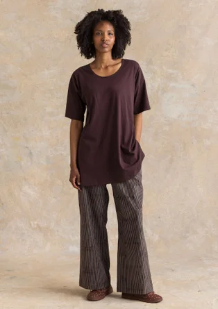 Trikåtunika ”Himla” i ekologisk bomull - mörk aubergine