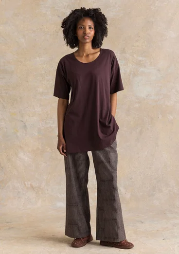 Trikåtunika ”Himla” i ekologisk bomull - mörk aubergine