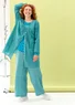 Vävd byxa ”Vera” i lin (teal/mönstrad XL)