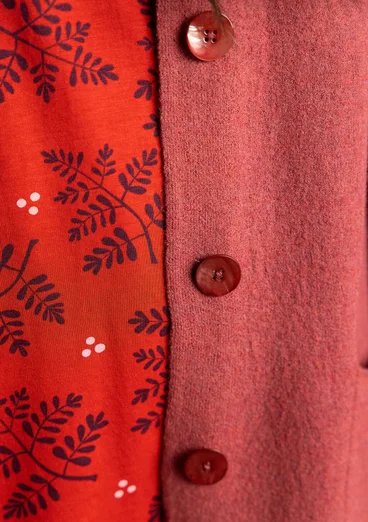 Långkofta i filtad ekologisk ull - dovröd/melange