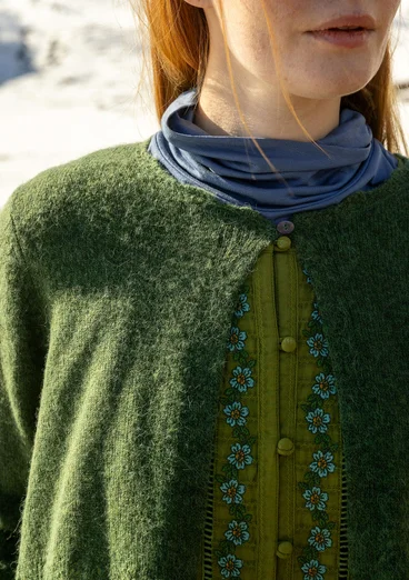 Kofta "Forgetmenot" i alpackamix - skogsgrön/melange