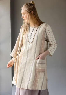 Vävd västklänning "Ketchi" i ull/bomull - ostron