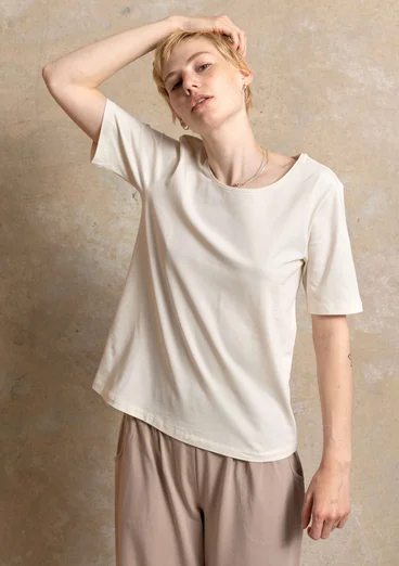 Trikåtop ”Theia” i ekologisk bomull/elastan - fjäder