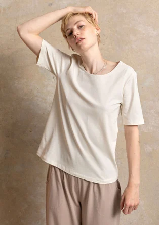 Trikåtop ”Theia” i ekologisk bomull/elastan - fjäder