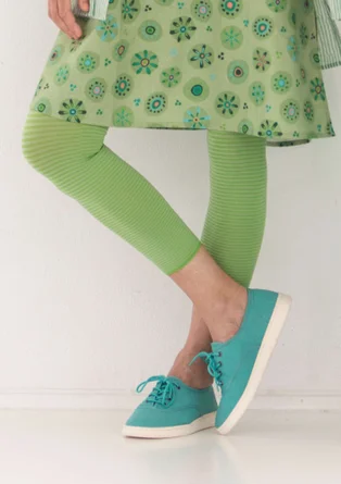 Randiga leggings i återvunnen polyamid - ärtgrön/ljus lavendel