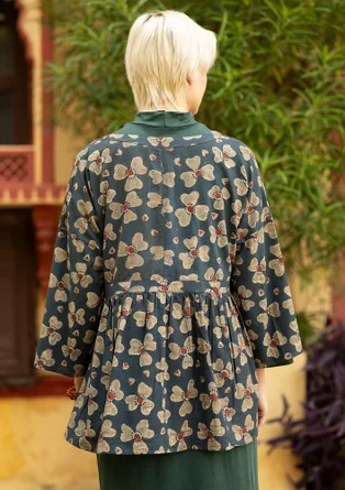 Omlottblus "Bloom" i ekologisk bomull - mörk indigo