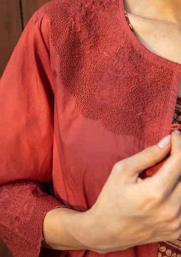 Vävd broderad klänning "Amisha" i ekologisk bomull/lin - gnejs