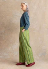 Vävd byxa ”Esme” i bomull/lin - kiwi/randig