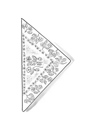 Stickad blommig sjal "Hildur" i ull - mässing/melange