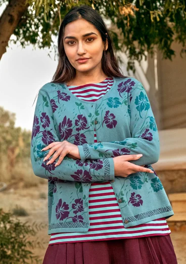 Kofta "Flow" i ekologisk/återvunnen bomull - veronagrön