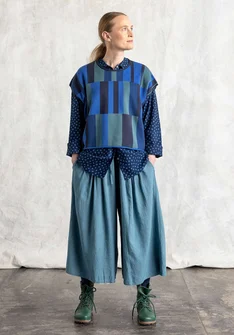 Vävd byxa "Rut" i viskos/lin - veronagrön