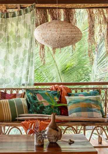 Lampskärm "Peru" i ekologisk bomull - mandelmjölk