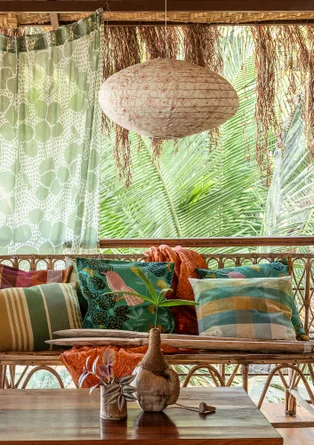 Lampskärm "Peru" i ekologisk bomull - mandelmjölk