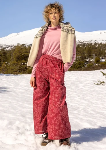 Vävd byxa "Denali" i ekologisk bomull - granatäpple