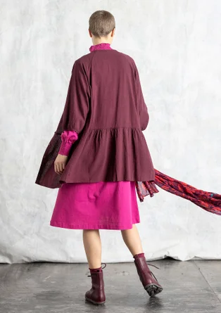 Vävd artistblus "Rut" i viskos/lin - aubergine