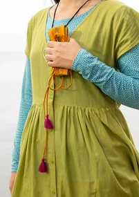 Mönstrat bälte "Cross" i eklogiskt bomull - senap