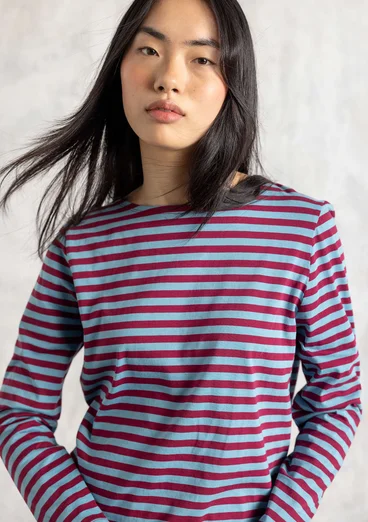 Basrandstop i ekologisk bomull - azurblå/rödkål