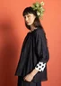 Blus i bomull/siden (svart XS)