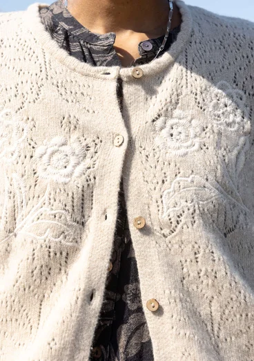 Kofta "Shadow" i lammullsmix - ljus sand