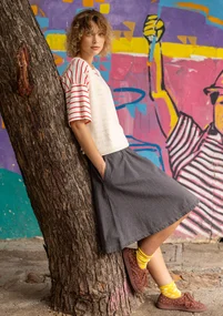 Vävd kort kjol "Ines" i ekologisk bomull - grafit