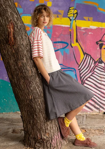 Vävd kort kjol "Ines" i ekologisk bomull - grafit