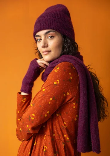 Mössa i alpackamix - aubergine/melange