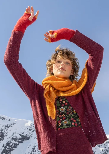 Stickad sjal "Forgetmenot" i alpackamix - klementin