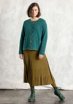 Nepskofta i lammullsmix - ljus buteljgrön/melange