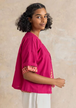 Vävd blus ”Vendela” i ekologisk bomull - cyklamen