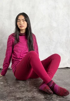 Trikåleggings i ekologisk bomullsrib - rödkål