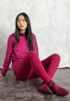 Trikåleggings i ekologisk bomullsrib - rödkål