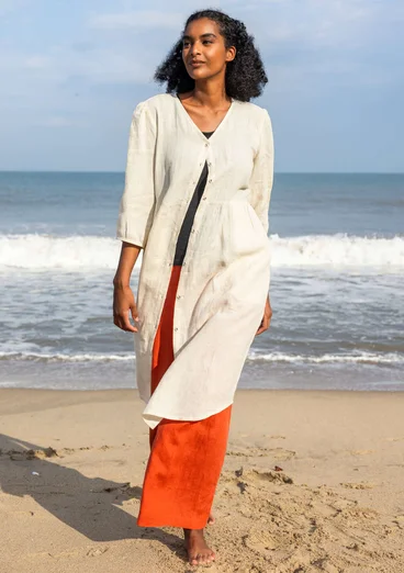 Vävd klänning i lin - mandelmjölk