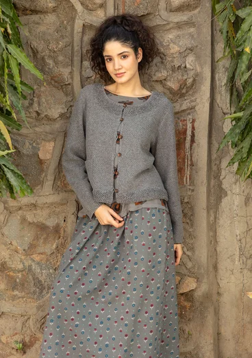 Kofta "Mossfire" i lammullsmix - grafit/melange