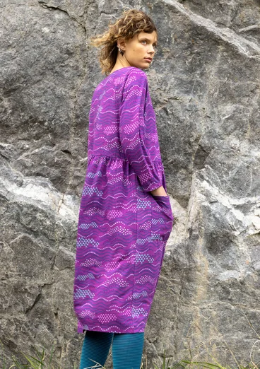 Trikåklänning "Dorinda" i ekologisk bomull/modal - mörk hortensia