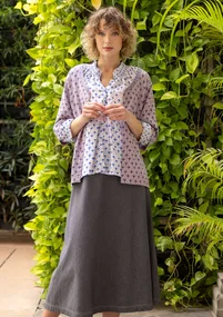 Stickad kofta "Haldi" i ekologisk bomull - syren