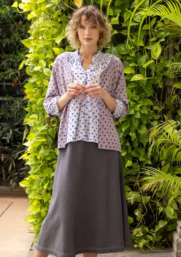 Stickad kofta "Haldi" i ekologisk bomull - syren