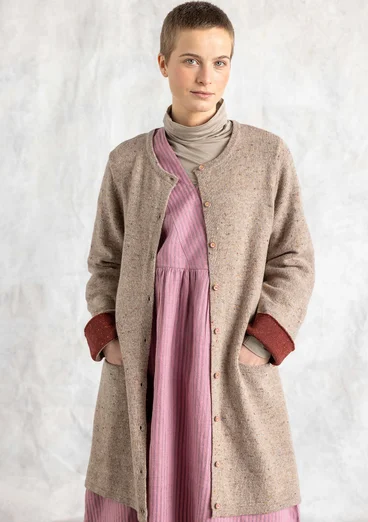 Långkofta i lammullsmix - mullvad/melange