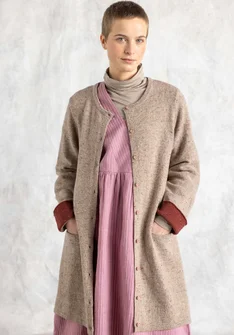 Långkofta i lammullsmix - mullvad/melange