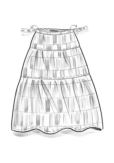 Vävd kjol "Rut" i viskos/lin - papegojröd/mönstrad