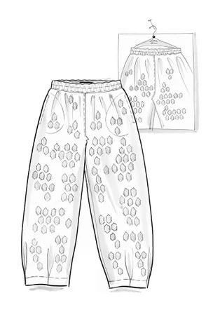 Vävd byxa ”Vendela” i ekologisk bomull - rosmarin/mönstrad