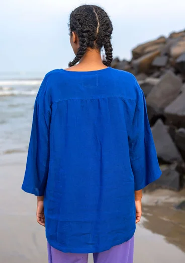 Vävd jacka i lin - kleinblå