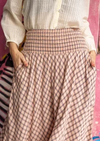 Vävd kort kjol "Juliette" i viskos - ljus persika